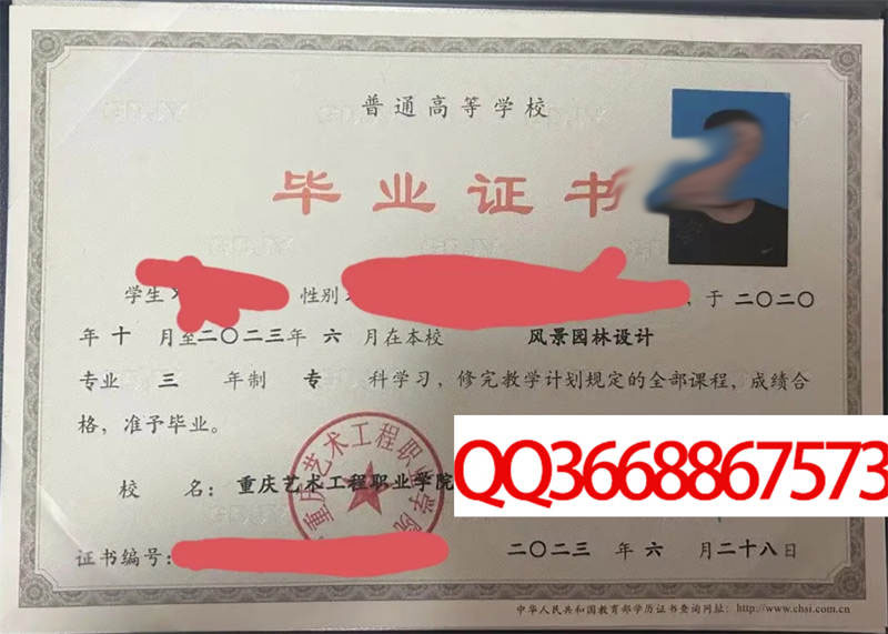 重庆艺术工程职业学院2023年毕业证样本